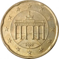 Германия 20 евроцентов 2022 год (D)