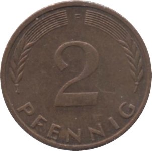ФРГ 2 пфеннига 1976 год - F
