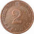 ФРГ 2 пфеннига 1976 год - F