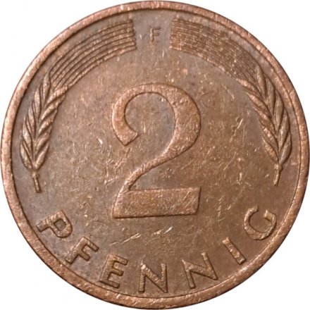 ФРГ 2 пфеннига 1976 год - F