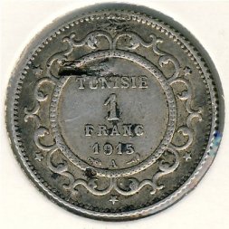 Тунис 1 франк 1915 год