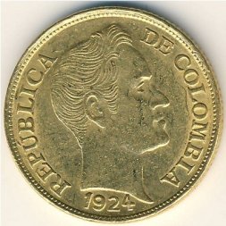 Колумбия 5 песо 1924 год