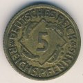 Веймарская республика 5 рейхспфеннигов 1925 год (F)