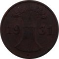 Веймарская республика 1 рейхспфенниг 1931 год (F)