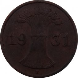 Веймарская республика 1 рейхспфенниг 1931 год (F)