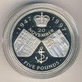 Великобритания 5 фунтов 1997 год - Золотой юбилей свадьбы Королевы Елизаветы II и Филиппа (серебро)