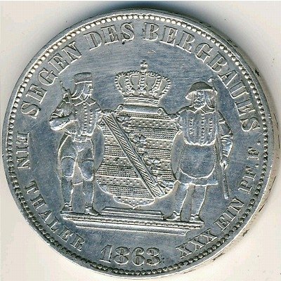 Саксония 1 талер 1863 год