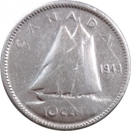 Канада 10 центов 1949 год