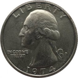 США 25 центов (1/4 доллара) 1974 год - Джордж Вашингтон (D)
