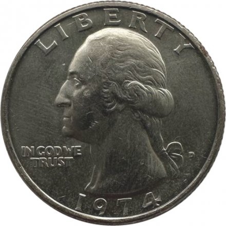 США 25 центов (1/4 доллара) 1974 год - Джордж Вашингтон (D)