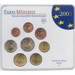Набор из 8 евро монет Германия 2003 год (A) в блистере