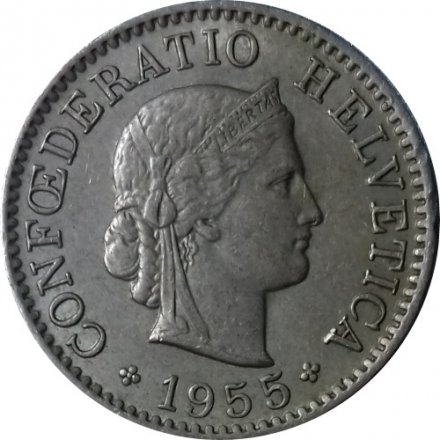 Швейцария 5 раппенов 1955 год