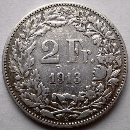 Швейцария 2 франка 1913 год - Гельвеция