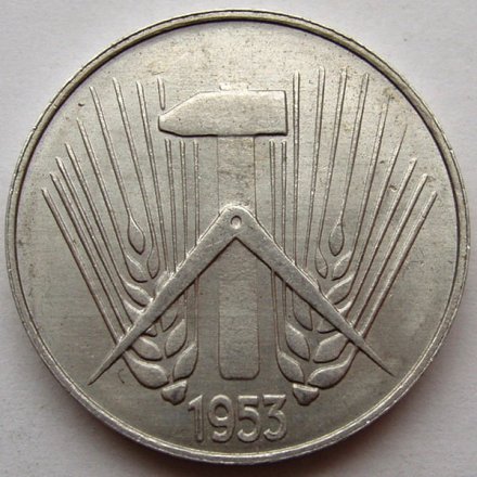 ГДР 10 пфеннигов 1953 год (E) (редкая)