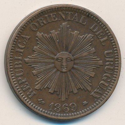 Уругвай 4 сентесимо 1869 год