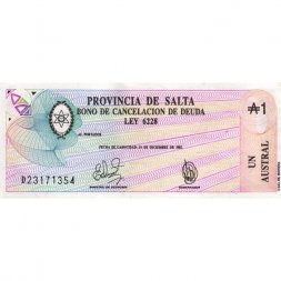 Аргентина (провинция Сальта) 1 аустраль 1987 год - UNC
