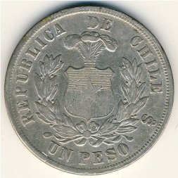 Чили 1 песо 1878 год