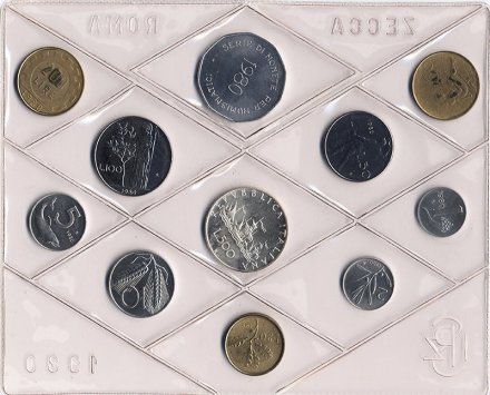 Набор из 10 монет Италия 1980 год