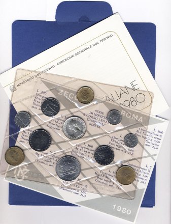 Набор из 10 монет Италия 1980 год