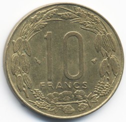 Монета Центральная Африка 10 франков 1998 год