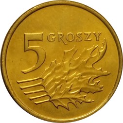 Польша 5 грошей 2007 год UNC