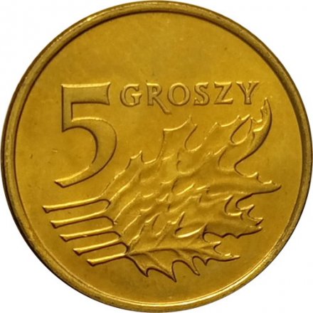 Польша 5 грошей 2007 год UNC