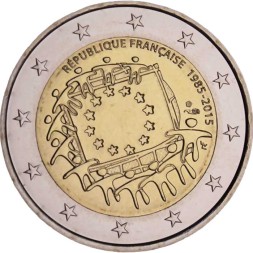Франция 2 евро 2015 год - 30 лет флагу Европейского союза