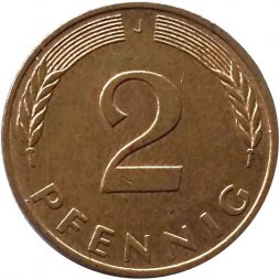 ФРГ 2 пфеннига 1990 год - J
