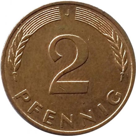 ФРГ 2 пфеннига 1990 год - J