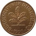 ФРГ 2 пфеннига 1990 год - J