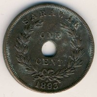 Монета Саравак 1 цент 1893 год