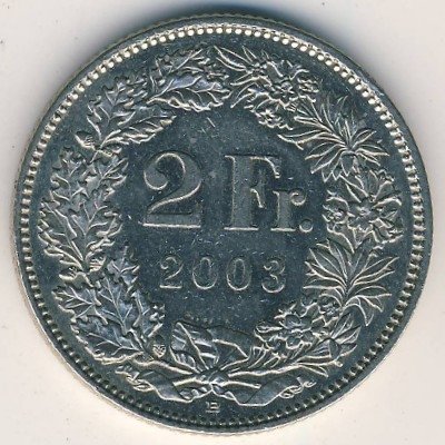 Швейцария 2 франка 2003 год