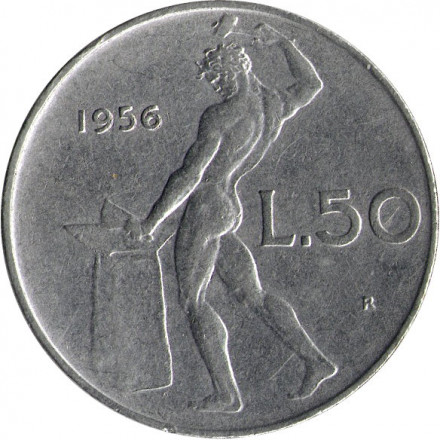 Италия 50 лир 1956 год - Вулкан