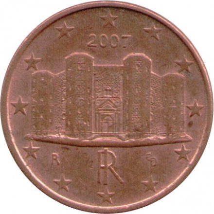Италия 1 евроцент 2007 год - Замок Кастель-дель-Монте