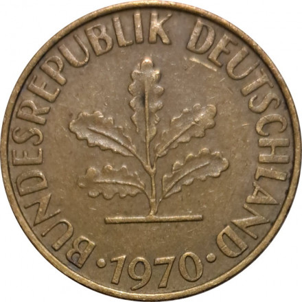 ФРГ 10 пфеннигов 1970 год - F