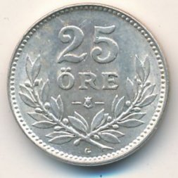 Швеция 25 эре 1940 год (герб на аверсе)