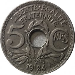 Франция 5 сантимов 1924 год