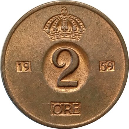 Швеция 2 эре 1959 год