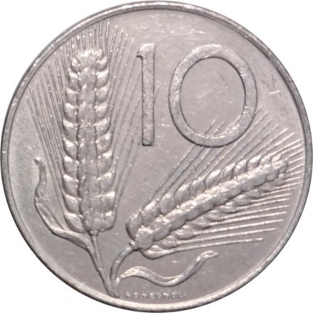 Италия 10 лир 1981 год Колосья