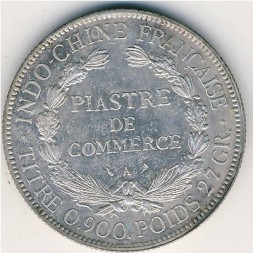 Монета Французский Индокитай 1 пиастр 1903 год