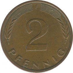 ФРГ 2 пфеннига 1980 год (F)