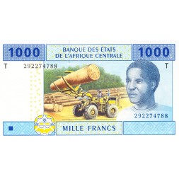 Конго (Центральная Африка) 1000 франков 2002 год - Лесозаготовка (T) UNC