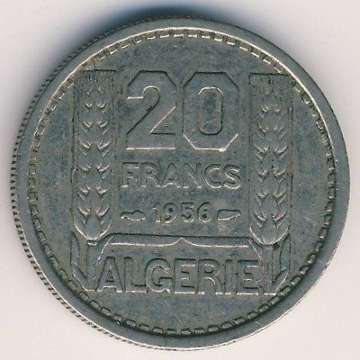 Алжир 20 франков 1956 год