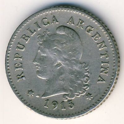 Аргентина 10 сентаво 1915 год