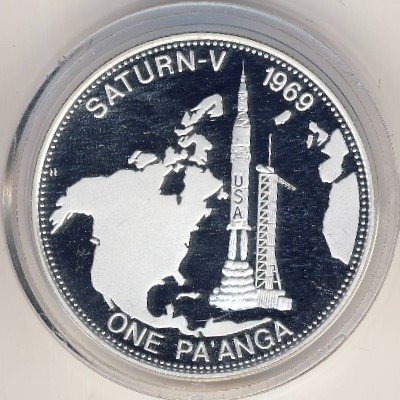 Тонга 1 паанга 1992 год - Ракета-носитель Сатурн-5. Карта Северной Америки