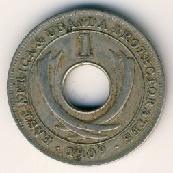 Монета Восточная Африка 1 цент 1909 год - Эдуард VII