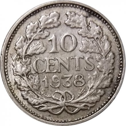 Нидерланды 10 центов 1938 год