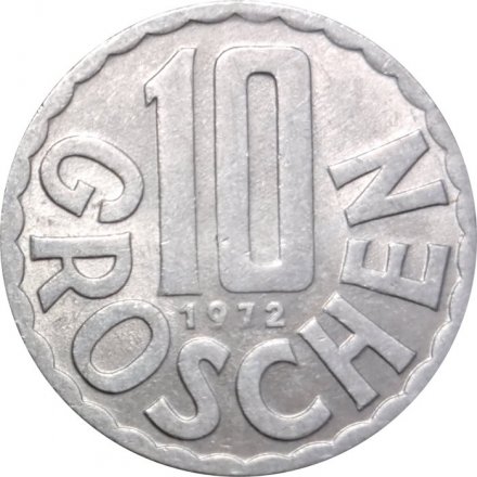 Австрия 10 грошей 1972 год