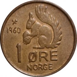 Норвегия 1 эре 1960 год