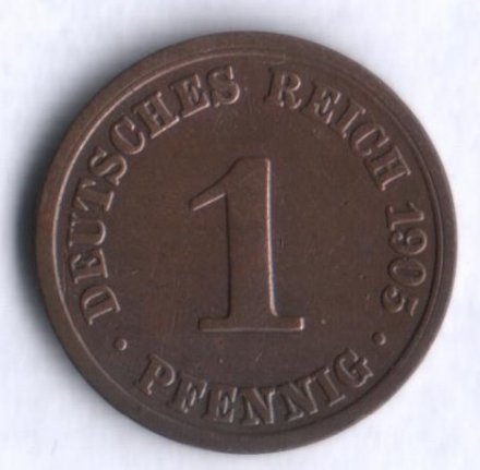 Германия 1 пфенниг 1905 год (A)